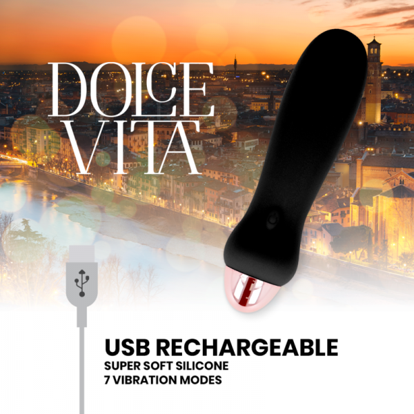 DOLCE VITA - RECHARGEABLE VIBRATOR FIVE BLACK 7 SPEEDS - Image 3