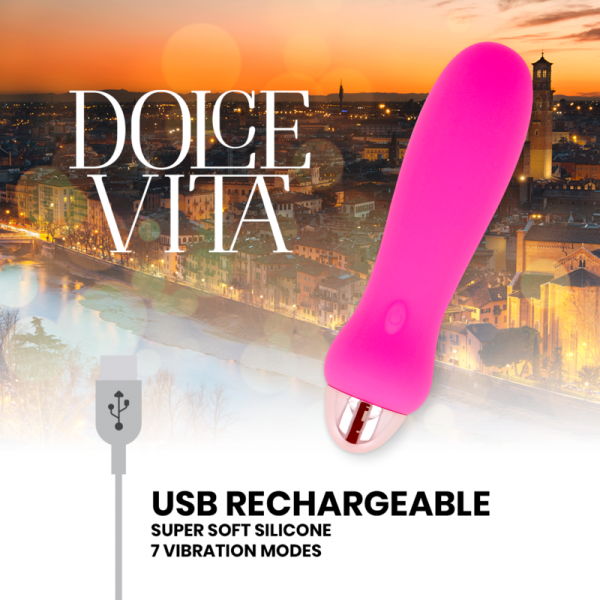 DOLCE VITA - RECHARGEABLE VIBRATOR FIVE PINK 7 SPEEDS - Image 3