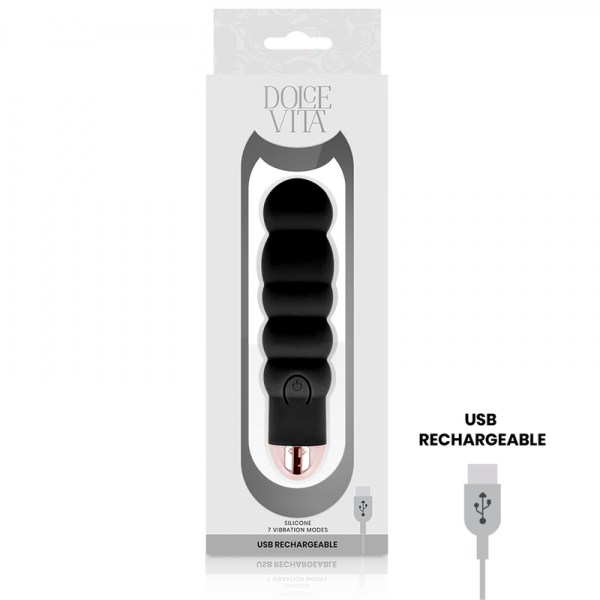 DOLCE VITA - RECHARGEABLE VIBRATOR SIX BLACK 7 SPEEDS - Image 2