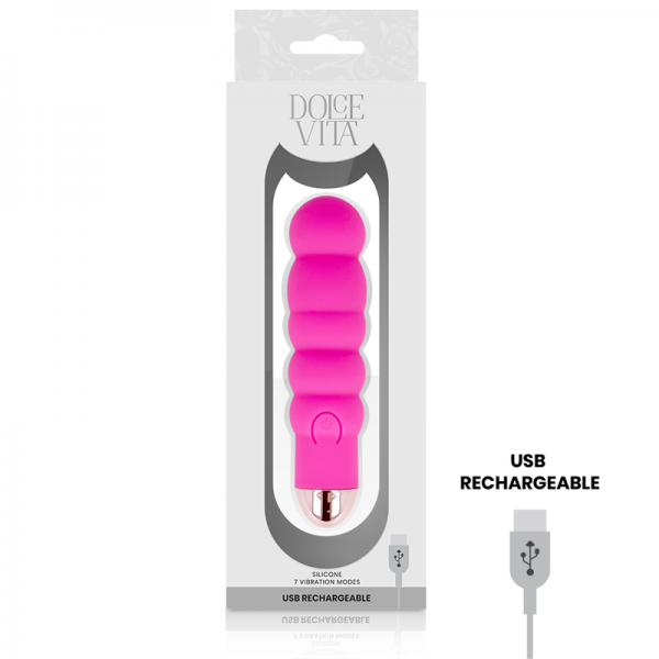 DOLCE VITA - RECHARGEABLE VIBRATOR SIX PINK 7 SPEEDS - Image 3