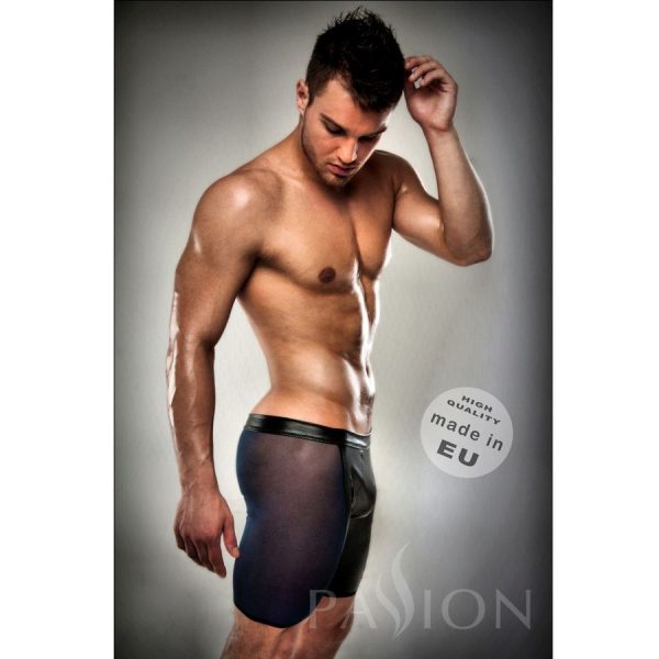 BOXER LEATHER FETISH BLACK CLEAR BY PASSION MEN LINGERIE. S/M