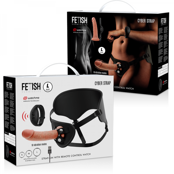 FETISH SUBMISSIVE CYBER STRAP - HARNESS WITH REMOTE CONTROL DILDO WATCHME L TECHNOLOGY - Image 13