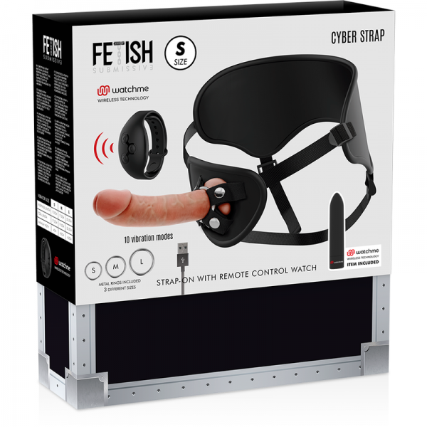 FETISH SUBMISSIVE CYBER STRAP - HARNESS WITH DILDO AND BULLET REMOTE CONTROL WATCHME S TECHNOLOGY - Image 15