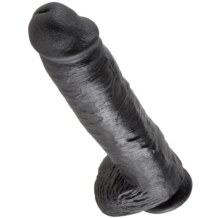KING COCK - DILDO BLACK WITH BALLS 28 CM