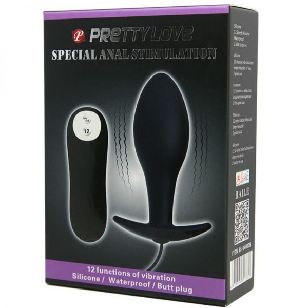 PRETTY LOVE - ANAL PLUG ANCHOR FORM SILICONE 12 VIBRATION MODES BLACK - Image 3