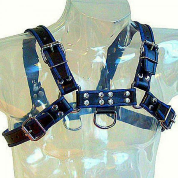 LEATHER BODY - BLUE AND BLACK LEATHER HARNESS CHEST BULLDOG - Image 2