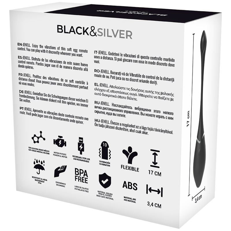 BLACK&SILVER - JENELL RECHARGEABLE VIBRATING EGG - Image 4