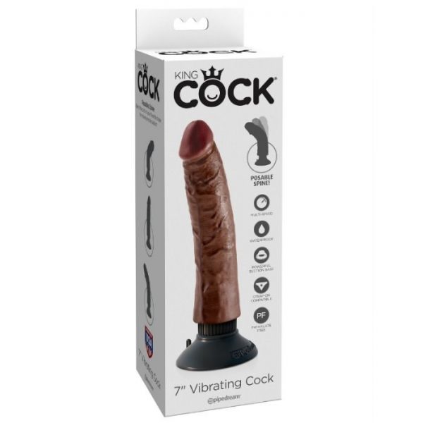 KING COCK 17.78 CM VIBRATING COCK BROWN