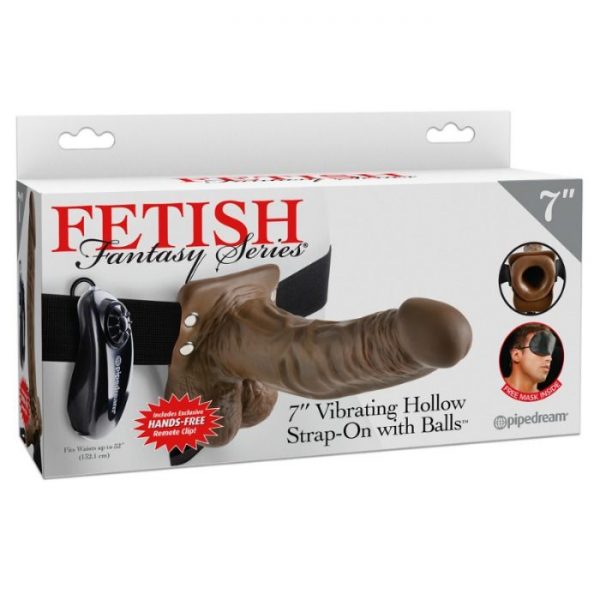 FETISH FANTASY SERIES 7" VIBRATING HOLLOW STRAP-ON WITH BALLS