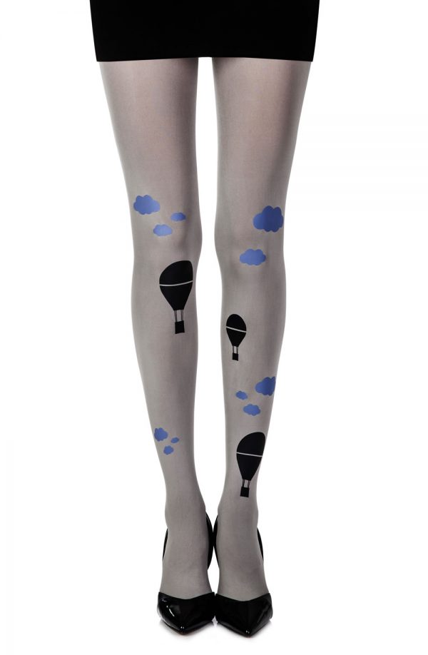 Zohara "Hot Air Balloon" Grey Print Tights - Image 3