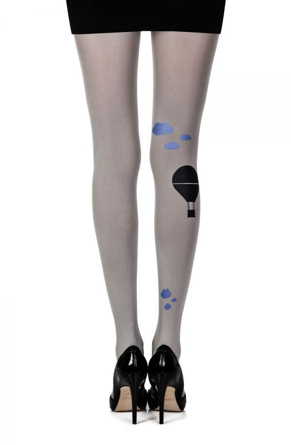 Zohara "Hot Air Balloon" Grey Print Tights - Image 2