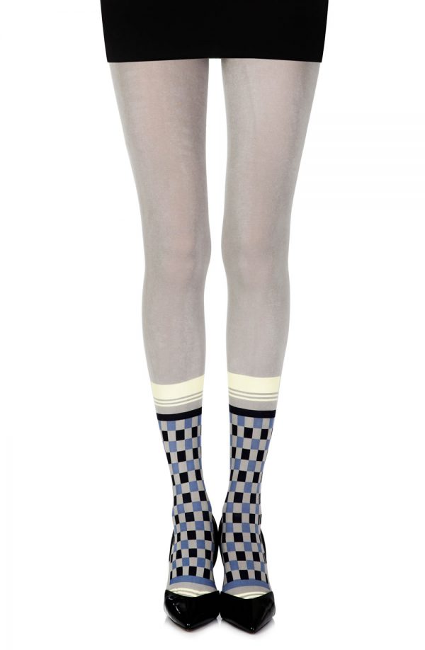 Zohara "Happy Socks" Grey/Multi Print Tights - Image 3