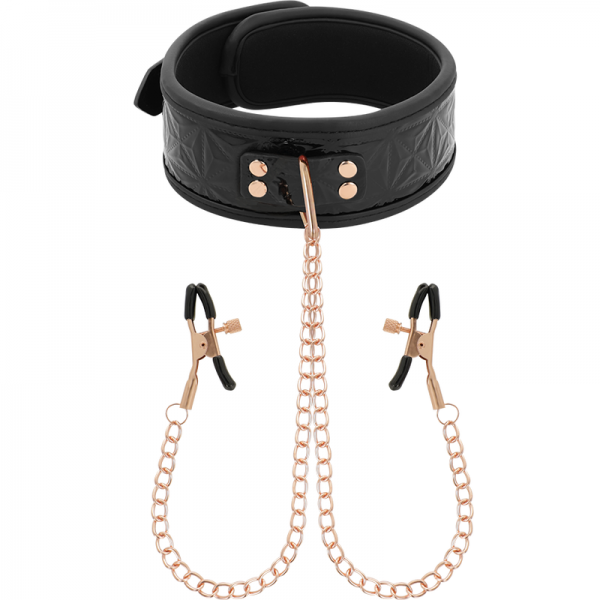 BEGME - BLACK EDITION COLLAR WITH NIPPLE CLAMPS WITH NEOPRENE LINING