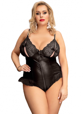 QUEEN LINGERIE - TEDDY WITH ZIPPER PLUS SIZE