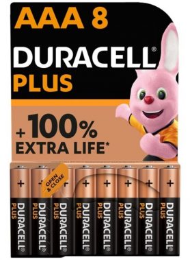 DURACELL PLUS POWER 100 ALKALINE BATTERY AAA LR03 8 UNIT