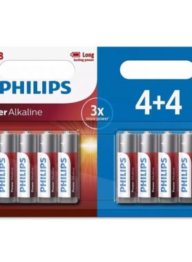 PHILIPS POWER ALKALINE BATTERY AA LR6 4+4 UNIT