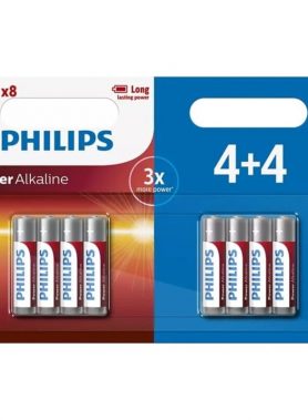 PHILIPS POWER ALKALINE BATTERY AAA LR03 4+4 UNIT