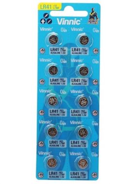 VINNIC BATTERY ALKALINE BUTTON AG3 L736F LR41 10 UNIT