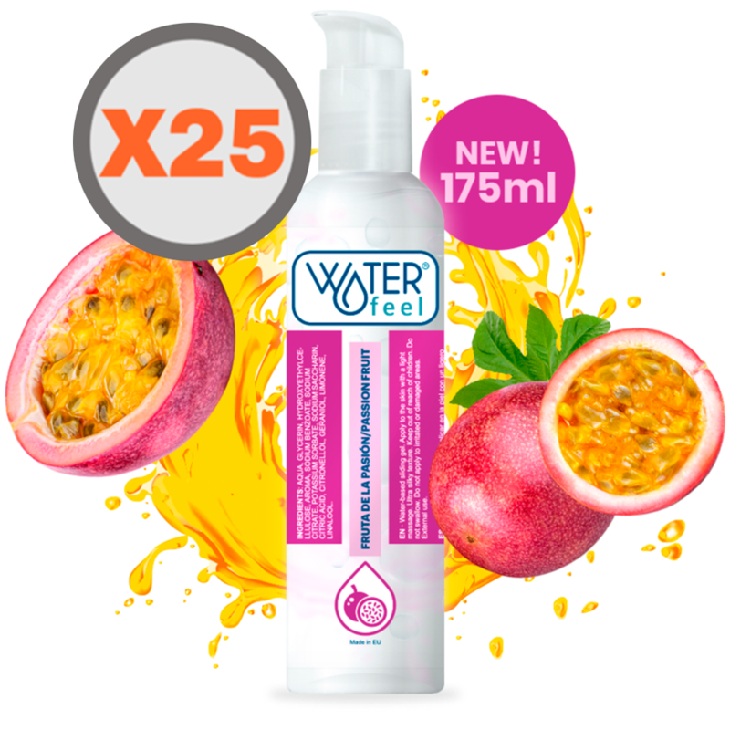 WATERFEEL WATER BASED LUBRICANT PASSION FRUIT 175 ML x 25 UNITS