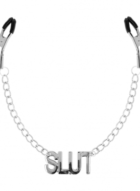 OHMAMA FETISH NIPPLE CLAMPS WITH CHAINS - SLUT