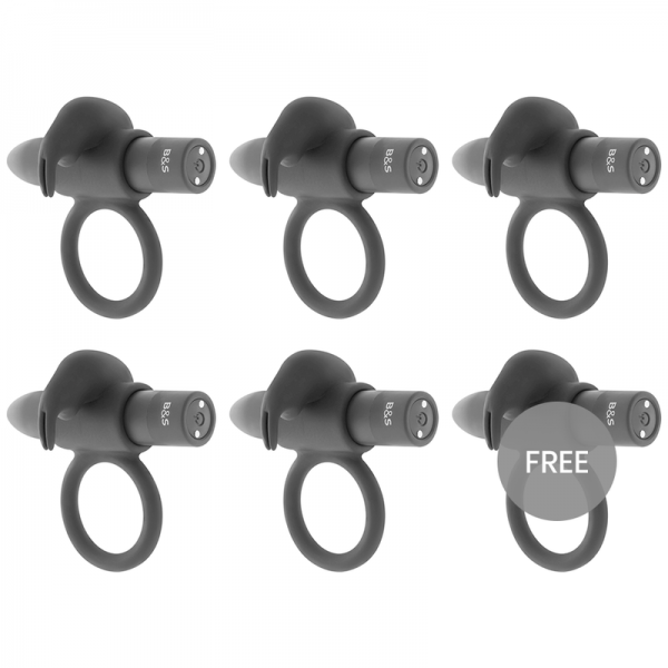 ECOPACK 6 UNITS - BLACK&SILVER BURTON RING 10 VIBRATION MODES BLACK