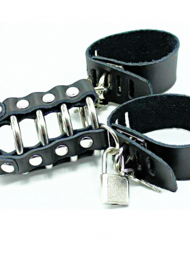 OHMAMA FETISH - PENIS CAGE WITH METAL RINGS AND LEATHER STRAPS