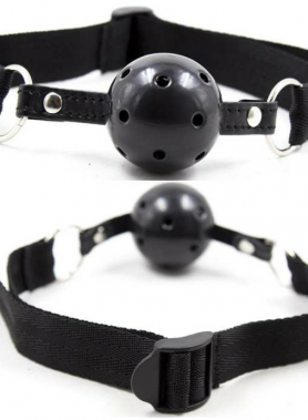 OHMAMA FETISH BLACK FABRIC BREATHABLE BALL GAG