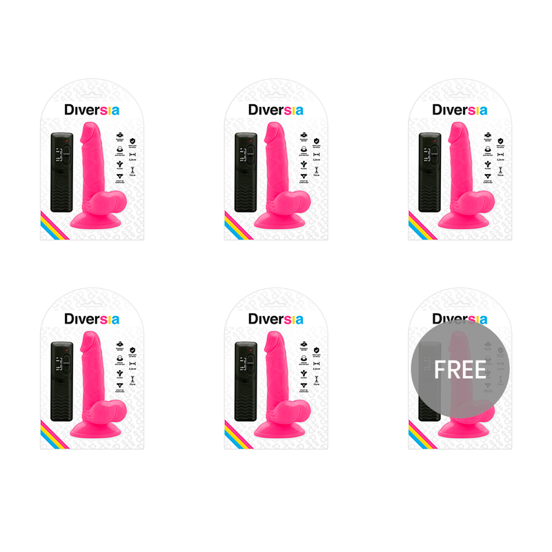 DIVERSIA FLEXIBLE VIBRATING DILDO 17 CM - PINK 5+1 FREE