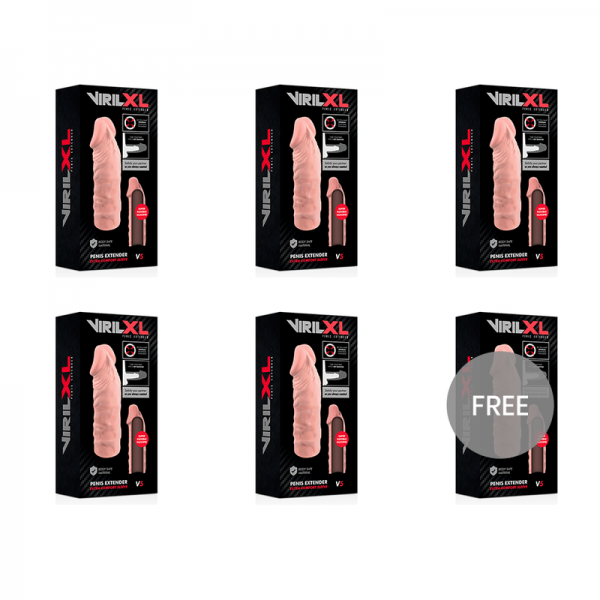 VIRILXL PENIS EXTENDER EXTRA COMFORT SLEEVE V5 FLESH 5+1 FREE