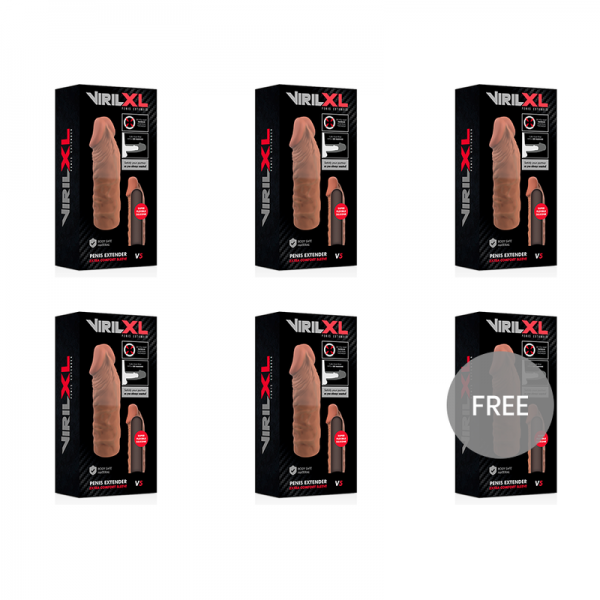 VIRILXL PENIS EXTENDER EXTRA COMFORT SLEEVE V5 BROWN 5+1 FREE