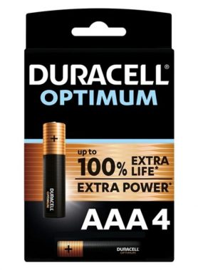 DURACELL OPTIMUM 200 ALKALINE BATTERY AAA LR03 4 UNIT