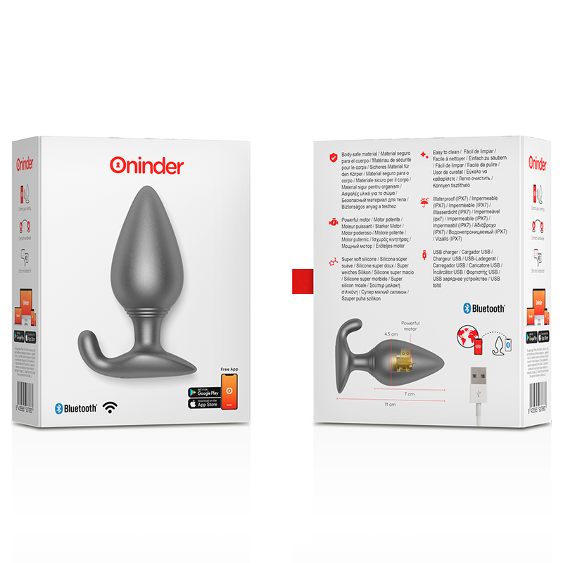 ONINDER - RIO VIBRATING ANAL PLUG BLACK - FREE APP - Image 7