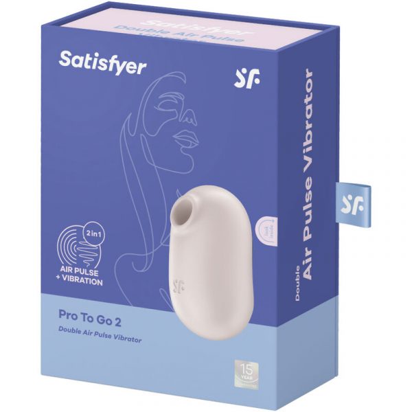 SATISFYER - PRO TO GO 2 DOUBLE AIR PULSE STIMULATOR & VIBRATOR BEIGE - Image 5