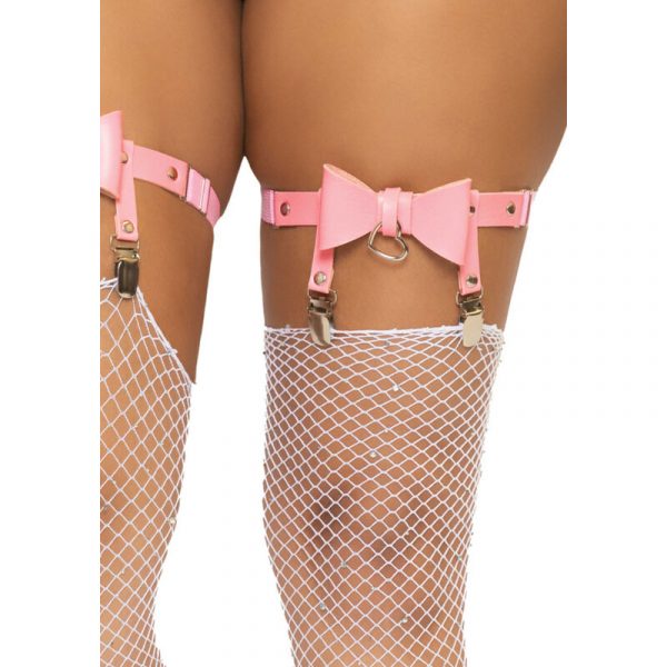 LEG AVENUE - VEGAN LEATHER TIGH HIGH GARTER ONE SIZE - PINK - Image 3