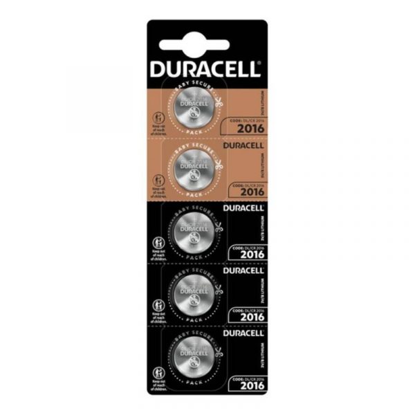 DURACELL BUTTON BATTERY LITIO CR2016 3V 5 UNIT