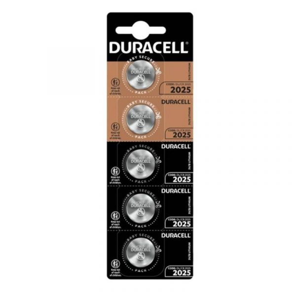 DURACELL BUTTON BATTERY LITIO CR2025 3V 5 UNIT