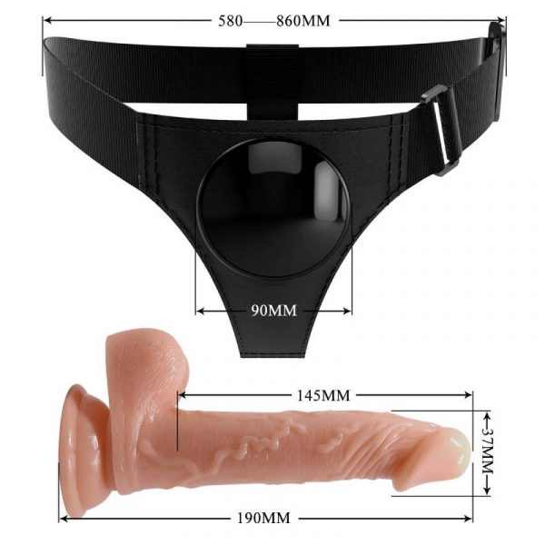 PRETTY LOVE - HARNESS BRIEFS UNIVERSAL HARNESS WITH DILDO KEVIN 19 CM NATURAL - Image 6