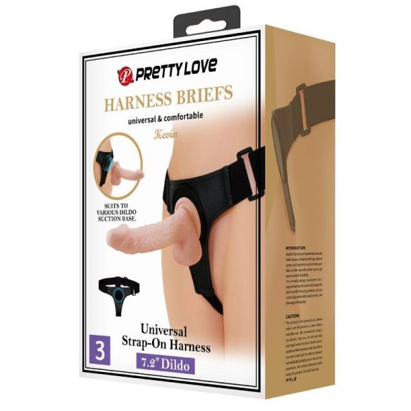 PRETTY LOVE - HARNESS BRIEFS UNIVERSAL HARNESS WITH DILDO KEVIN 19 CM NATURAL - Image 9