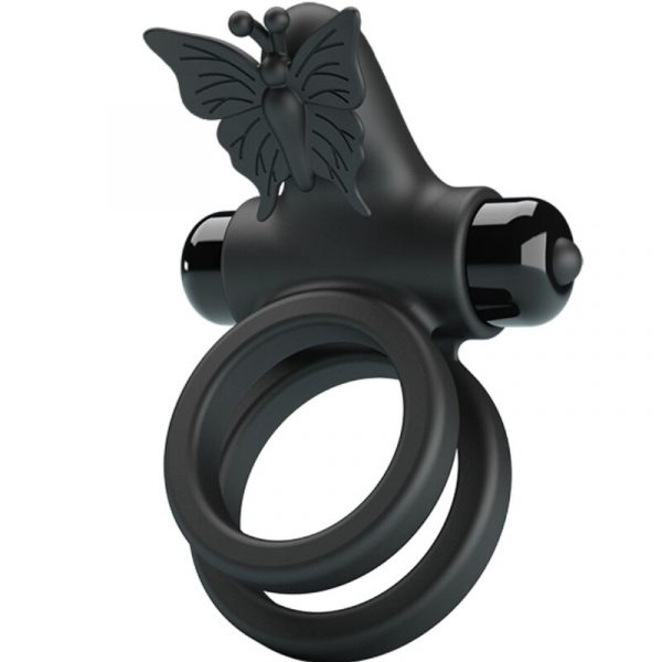 PRETTY LOVE - DOUBLE VIBRATING RING WITH BLACK STIMULATOR - Image 2