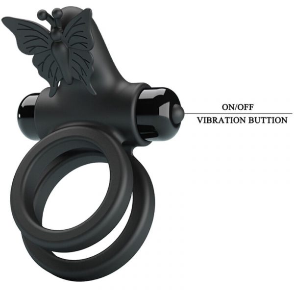 PRETTY LOVE - DOUBLE VIBRATING RING WITH BLACK STIMULATOR - Image 9