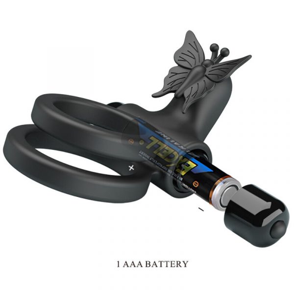 PRETTY LOVE - DOUBLE VIBRATING RING WITH BLACK STIMULATOR - Image 8