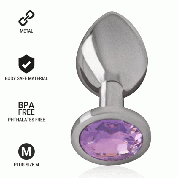 INTENSE - ALUMINUM METAL ANAL PLUG WITH VIOLET CRYSTAL SIZE M