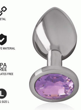INTENSE - ALUMINUM METAL ANAL PLUG WITH VIOLET CRYSTAL SIZE L