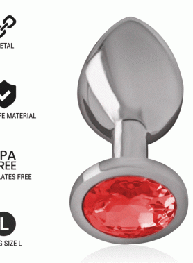 INTENSE - ALUMINUM METAL ANAL PLUG WITH RED CRYSTAL SIZE L
