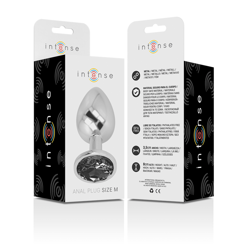 INTENSE - ALUMINUM METAL ANAL PLUG WITH BLACK GLASS SIZE M - Image 7