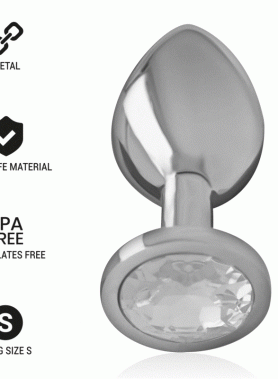 INTENSE - ALUMINUM METAL ANAL PLUG WITH SILVER CRYSTAL SIZE S
