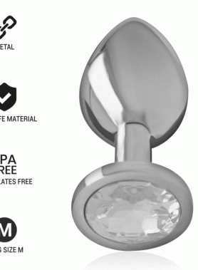 INTENSE - ALUMINUM METAL ANAL PLUG WITH SILVER CRYSTAL SIZE M