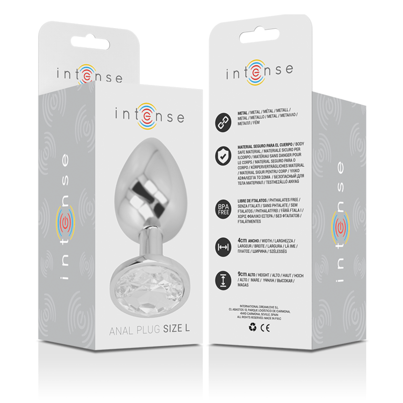 INTENSE - ALUMINUM METAL ANAL PLUG WITH SILVER CRYSTAL SIZE L - Image 5