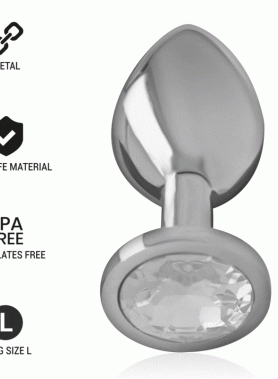 INTENSE - ALUMINUM METAL ANAL PLUG WITH SILVER CRYSTAL SIZE L