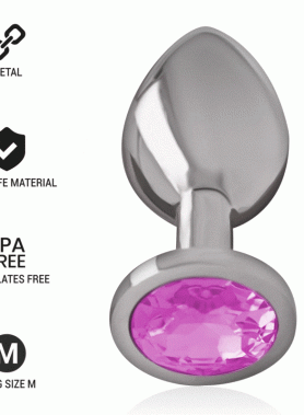 INTENSE - ALUMINUM METAL ANAL PLUG WITH PINK CRYSTAL SIZE M